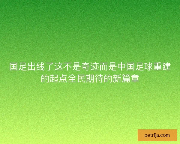 国足出线了这不是奇迹而是中国足球重建的起点全民期待的新篇章 国足出线了这不是奇迹而是中国足球重建的起点全民期待的新篇章