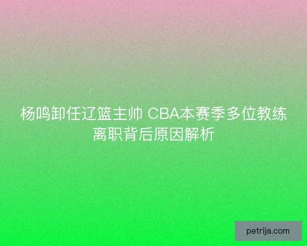 杨鸣卸任辽篮主帅 CBA本赛季多位教练离职背后原因解析